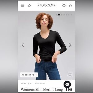 Unbound merino women’s slim merino long sleeve tee.